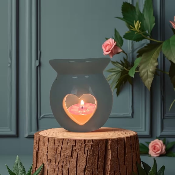 Handmade Love-Shaped Ceramic Aromatherapy Stove - Unique Essential Oil Burner for Home Decor and Relaxation
