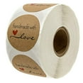 thumbnail image 1 of Handmade with Love Stickers, Roll of Stickers, Circle Stickers, 2 in Diameter, Self-Adhesive, Gift Wrapping decoration, Valentine Baking, Kraft Brown, 400 Pc, 1 of 4