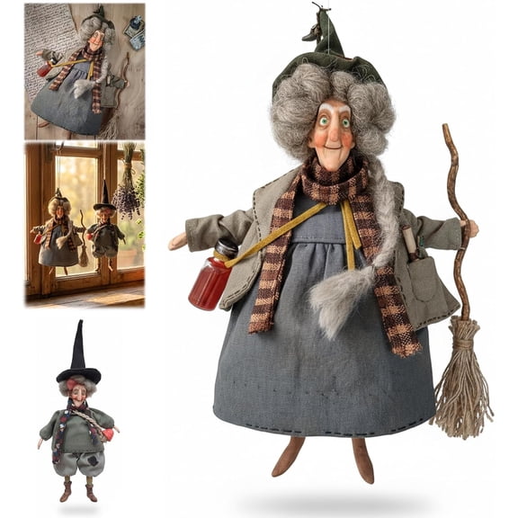 Handmade Lucky Kitchen Witch: Your Cozy Kitchen Guardian,Handmade Good Luck Charm Cooking Decor,Hanging Guardian Ornament,Whimsical Home Accent Unique Gift for Cooks