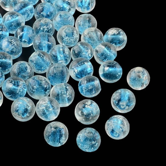 Handmade Luminous Lampwork Beads Round Deep Sky Blue 9~10mm Hole: 1~2mm