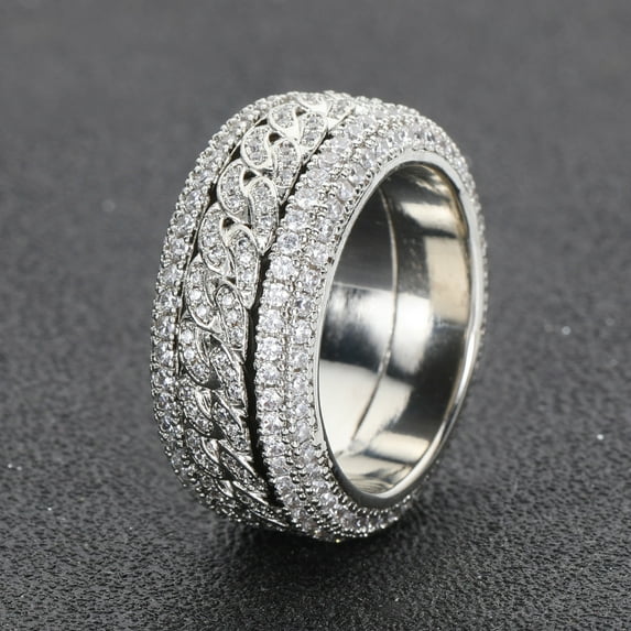 Handmade Luxury 14K Yellow Gold ring Golden silver Color Round shape AAAA Zircon Party wedding band rings For women men finger Jewelry