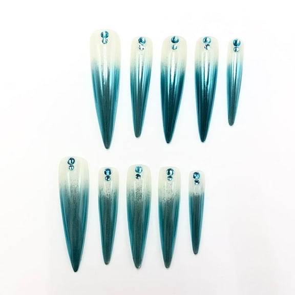 Handmade Luxury for Bold Statements Blue Chrome Stiletto Press-On Nails