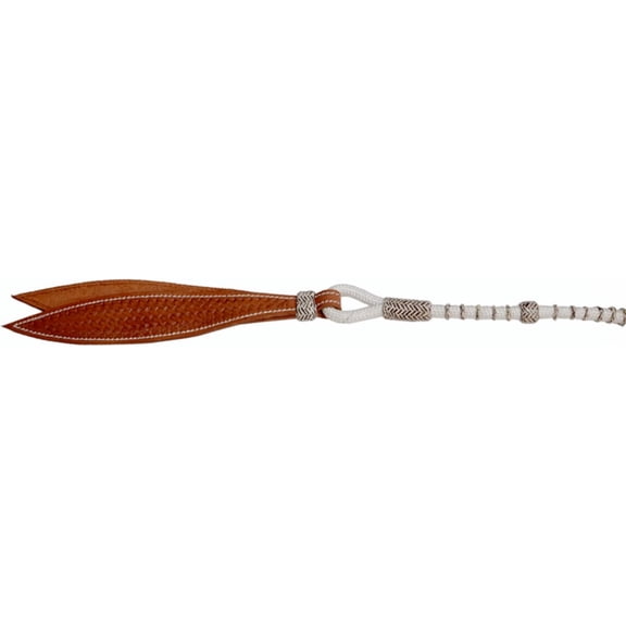 Handmade MFN White Nylon Romal Reins Brown Knots & Rawhide Leather, Western Horse Tack