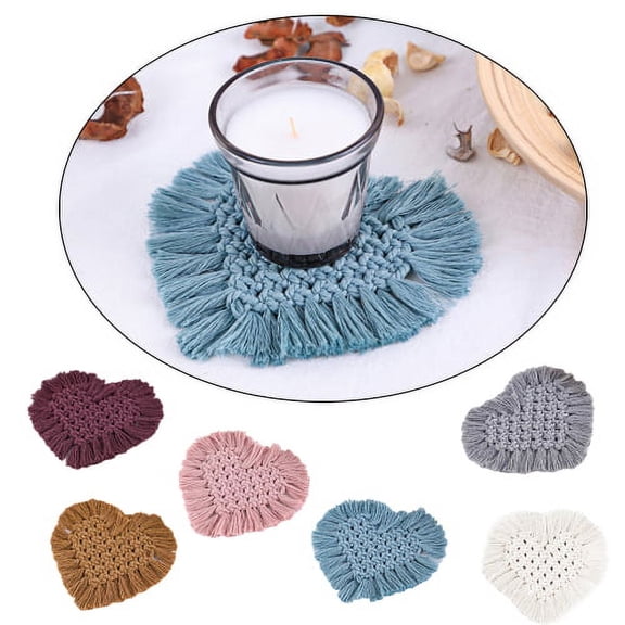 Handmade Macrame Coasters with Tassels - Absorbent Woven Coasters Set for Drinks, Coffee, Aromatherapy Décor, Heat Protection Mat
