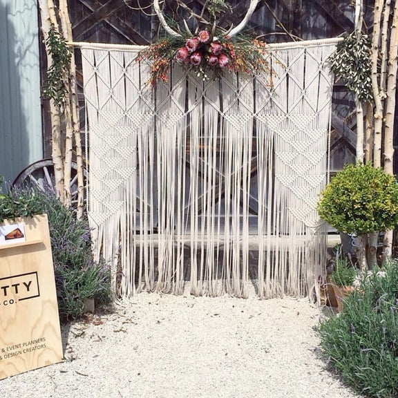 Handmade Macrame Wall Decor Hanging - Bohemian Home Geometric Art Decor - Macrame Curtain-Macrame Wedding Backdrop for Christmas & Decorations (W 60 X L 85 INCH)