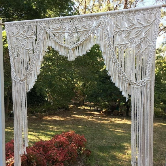 Handmade Macrame Wall Decor Hanging - Bohemian Home Geometric Art Decor - Macrame Curtain-Macrame Wedding Backdrop for Christmas & Decorations (W 75 X L 85 INCH)