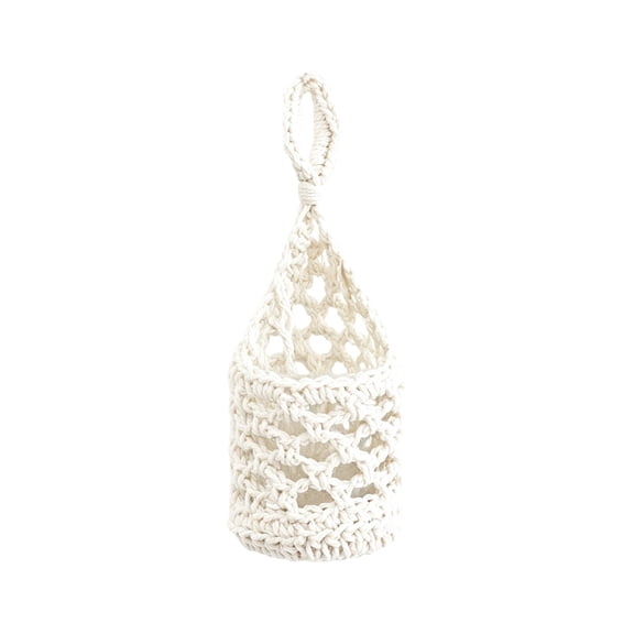 Handmade Macrame Wall Hanging Plant Holder Woven Crochet Hanger For Indoor Plants And Daily Storage Basket Beige 7.9x3.9in 1 Pack