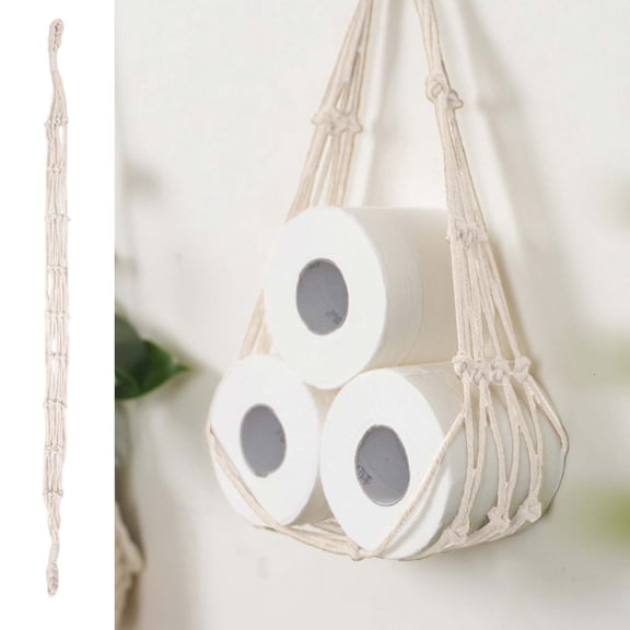 Handmade Macrame Wall Organizer, Woven Cotton Rope Storage Basket, Bohemian Catch All Tray for Bathroom and Laundry Room