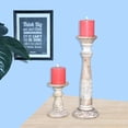 thumbnail image 1 of Handmade Mango Wood Eco-friendly Traditional White Wash Set Of Two 6" & 15" Pillar Candle Holder, 1 of 7