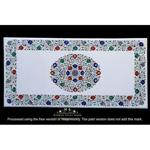 Handmade Marble Stone Table Top, Natural Marble Coffee & Dining Table Top, Unique Marble Stone Art for Home Decor-42x60 Inch