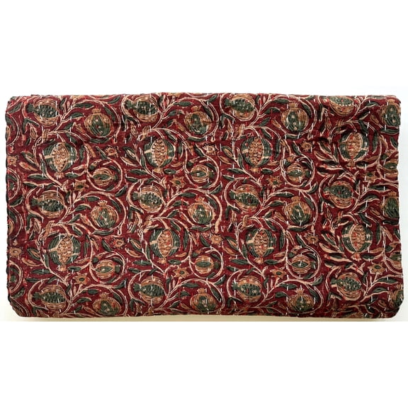Handmade Maroon Floral Indian Kantha Quilt Reversible Cotton Indian Bedspread Vintage Boho Bedding Lightweight Throw Twin Queen King