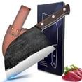 thumbnail image 1 of Chopping Knife for Cutting Meat Cleaver Kitchen Knife Serbian Butcher Knife with Leather Sheath,6.7", 1 of 8