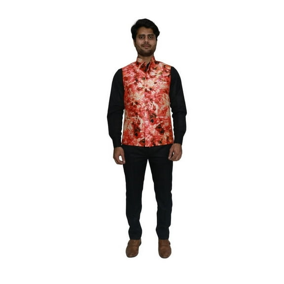 Handmade Men's Jacquard Silk Printed Waistcoat – Perfect for Weddings, Parties & Formal Occasions | Available on Walmart