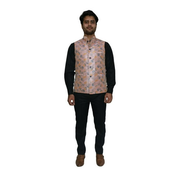 Handmade Men's Jacquard Silk Printed Waistcoat – Perfect for Weddings, Parties & Formal Occasions | Available on Walmart