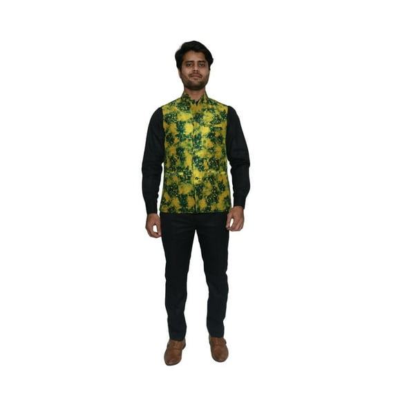 Handmade Men's Jacquard Silk Printed Waistcoat – Perfect for Weddings, Parties & Formal Occasions | Available on Walmart