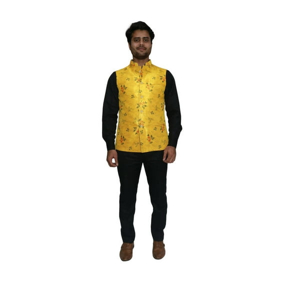 Handmade Men's Jacquard Silk Printed Waistcoat – Perfect for Weddings, Parties & Formal Occasions | Available on Walmart
