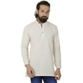 thumbnail image 1 of Handmade Men's Khadi Cotton Thigh Length Kurta Tunic Shirt Off-White;LG, 1 of 7