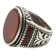 thumbnail image 1 of Handmade Men's Natural Red Carnelian Gemstone Ring in 925 Sterling Silver, Oval Flat Stone Enamel work KOHI Ring KCR013, 1 of 7