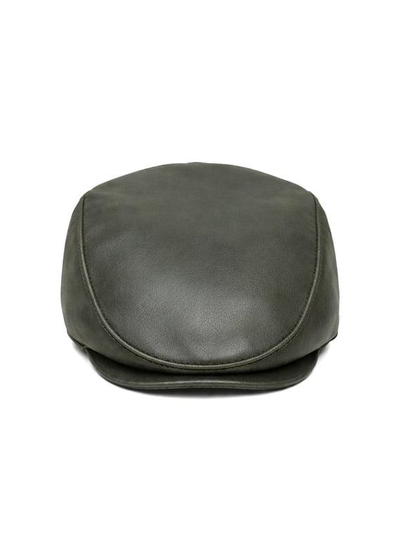 Handmade Men’s Real Leather Newsboy Cap – Vintage Sheepskin Leather Flat Cap, Classic Cabbie Driver Ascot Hat