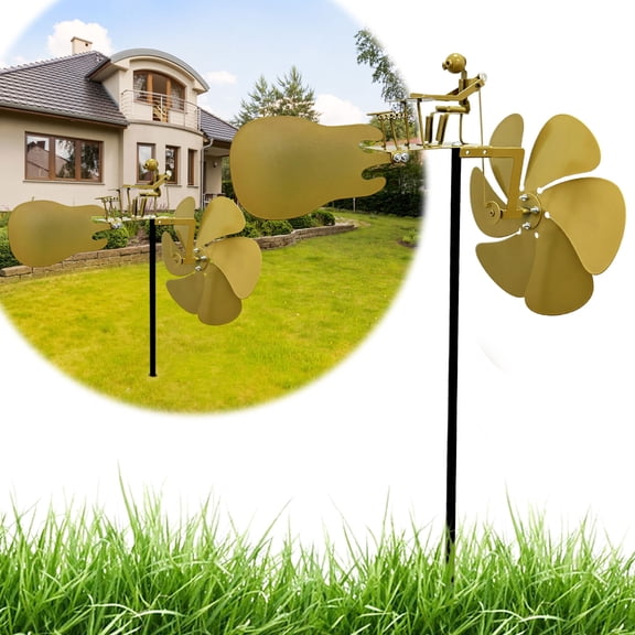 Handmade Metal Drummer Windmill, Drummer Windmill Garden Decoration, Percussionist Music Figurines,Fun Wind-Powered Sculpture