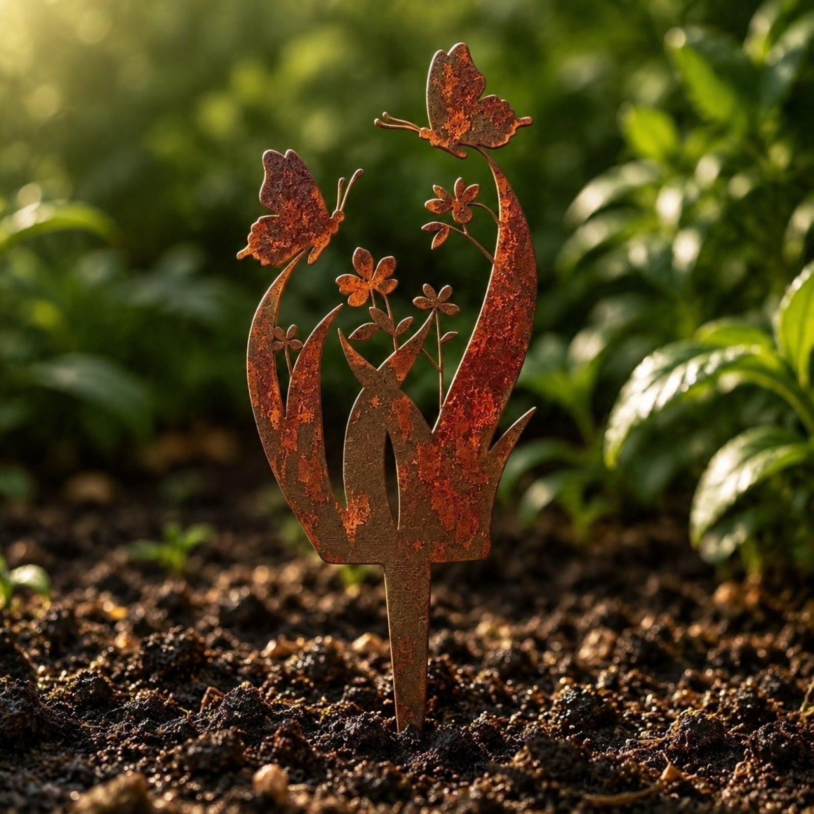 Handmade Metal Flower Garden Stake, 17.78X5Inch, Whimsical Yard Art ...