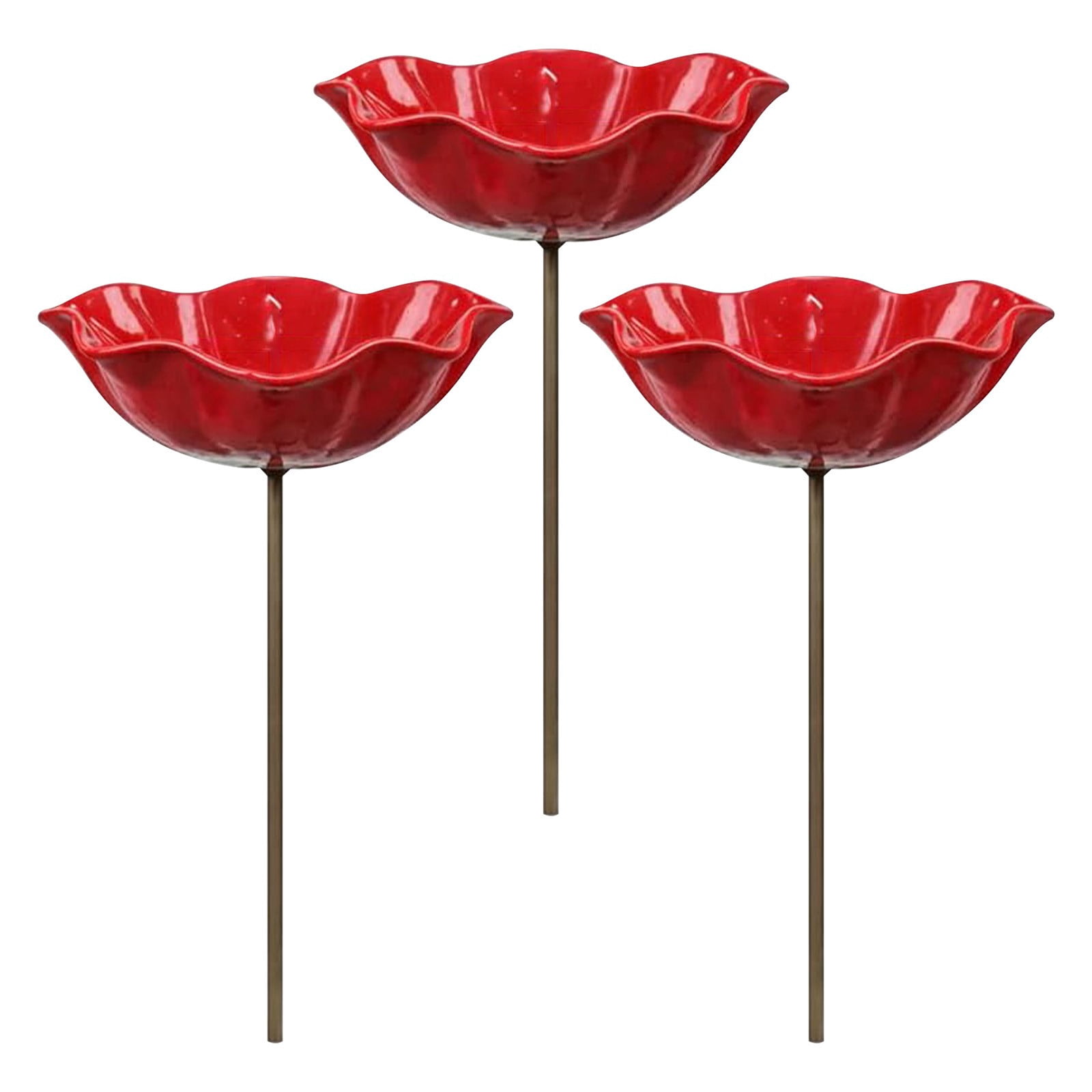Handmade Metal Flower Garden Stake Bird Bath, 2026 New Bird Bath for Garden Metal Bee Water Feeder with Flower Design for Outdoor Yard Decor