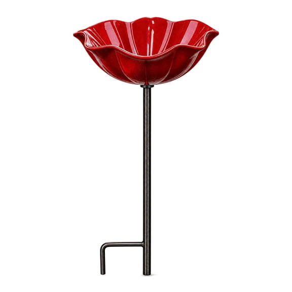 WEAIZYS Handmade Metal Flower Garden Stake Bird Bath & Bee Water Station – Floral-Shaped Outdoor Art for Garden, Lawn, Yard Decor