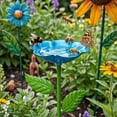 thumbnail image 1 of Handmade Metal Flower Garden Stake with Bee & Bird Bath – Decorative Outdoor Yard Art, Pollinator Watering Station, All Weather Garden Decor, 1 of 6