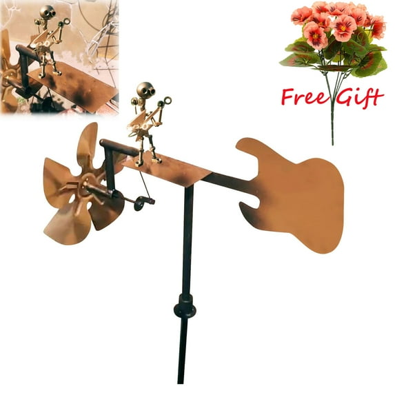 Handmade Metal Guitarist Windmill, Guitarist Windmill Garden Decoration, Guitarist Wind Spinners Sculpture Outdoor Decor, Music Windmill Statues Ornament for Yard Garden Patio Outdoor Decor