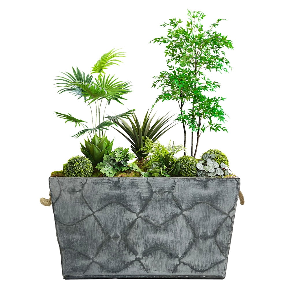 Rustic Gray Handmade Metal Wall Planter Set of 3