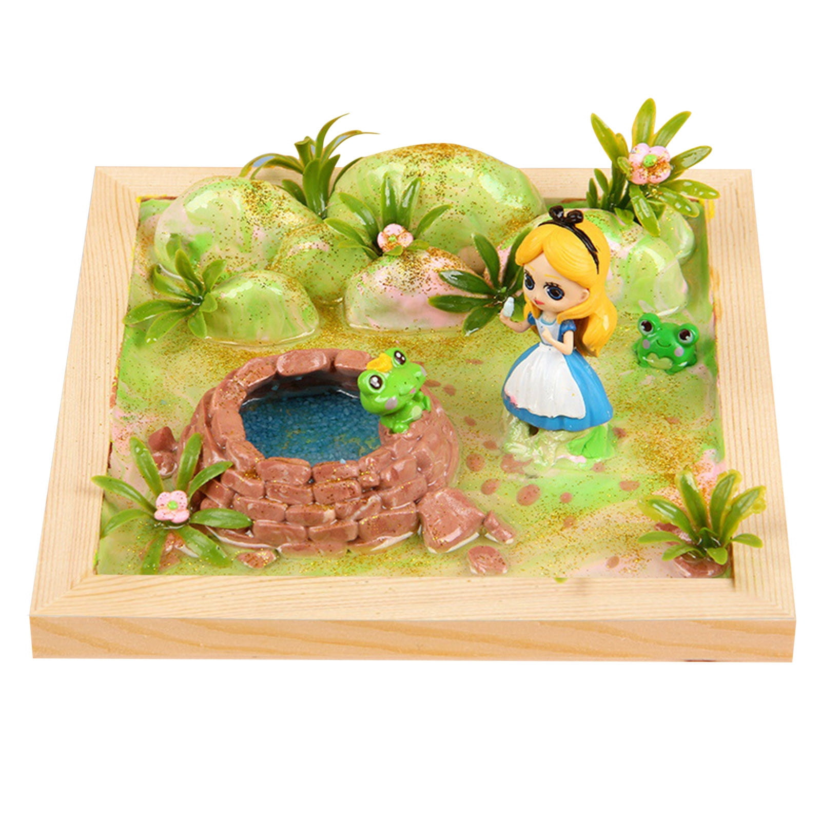 Handmade Micro Scene Little Red Riding Hood Material Kit Glue Light