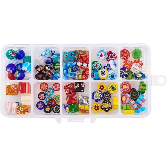 Handmade Millefiori Lampwork Beads Mix Shapes Mixed Color 13.5x7x3cm about 100pcs/box for DIY