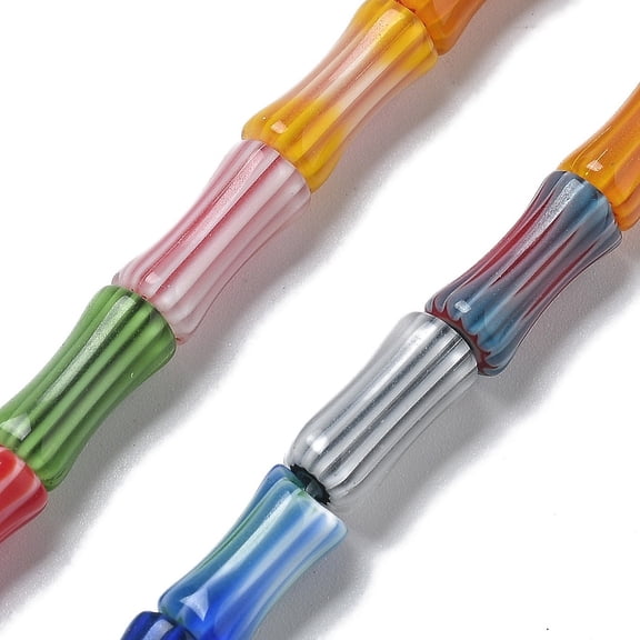 Handmade Millefiori Lampwork Beads Strands Bamboo Stick Mixed Color 11~12x5~6mm Hole: 0.6mm 33pcs/strand 15.35 inch(39cm)