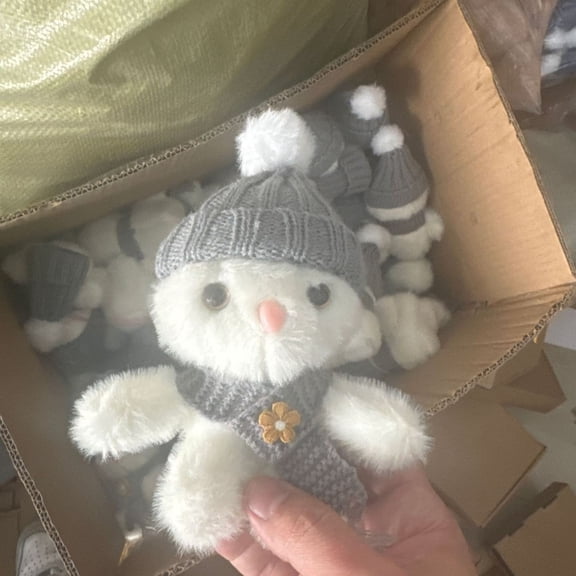 Handmade Mini Bunny Hug Cute Easter Gift with Card, Soft Plush Rabbit Mini Bunny Hugs in Box Easter Basket Bunny Stuffer Women Men for Inspirational Easters Gifts (Gray)