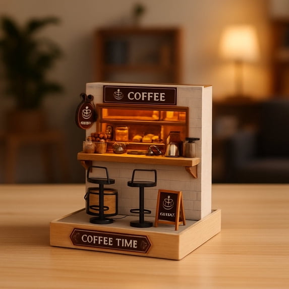 Handmade Mini House Assembled Model - Creative "Smart House Happiness Pavilion" Craft Kit, Detailed DIY Buildable Decor, Gift for Hobbyists & Home Decor Enthusiasts (5ml Liquid Included), Black