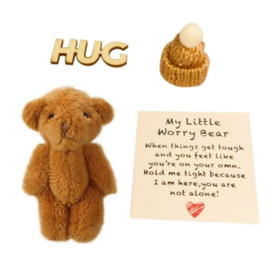 Handmade Mini Plush Teddy Bear in Box, Little Bear in A Box, Mini Pocket Bears Hug Plush with Emotional Uplifting Support Card, Soft Handmade Teddy Keepsake for Lovers