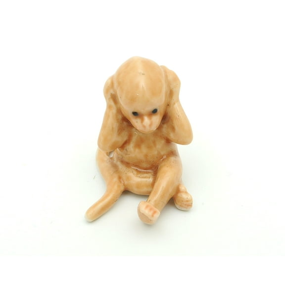 Handmade Miniatures Ceramic Brown Cross-legged Monkey Figurine Animals Decor/Animal Collection