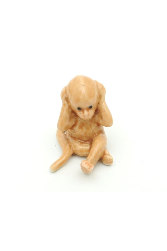 Handmade Miniatures Ceramic Brown Cross-legged Monkey Figurine Animals Decor/Animal Collection