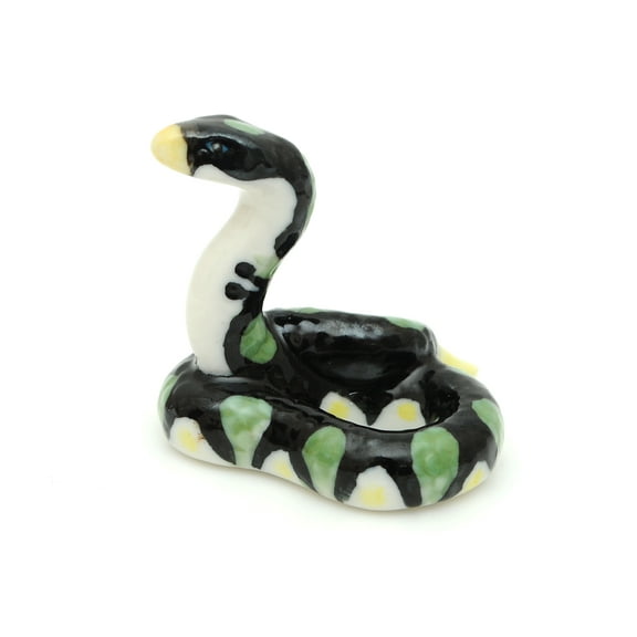 Handmade Miniatures Ceramic Green-spotted Snake Figurine Animals Decor/Animal Collection