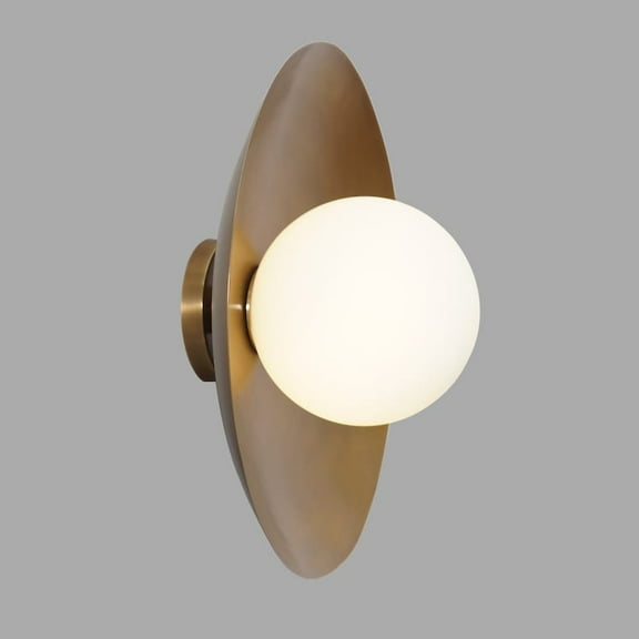 Handmade Modern Brass 1 Light Glass Shade Disk Sputnik Wall Sconce Brass Flush Mount
