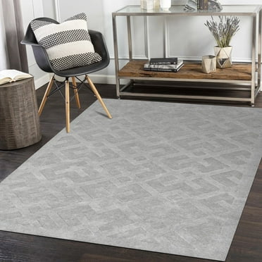 Handmade Modern Contemporary Light Gray Area Rug 5 x 8