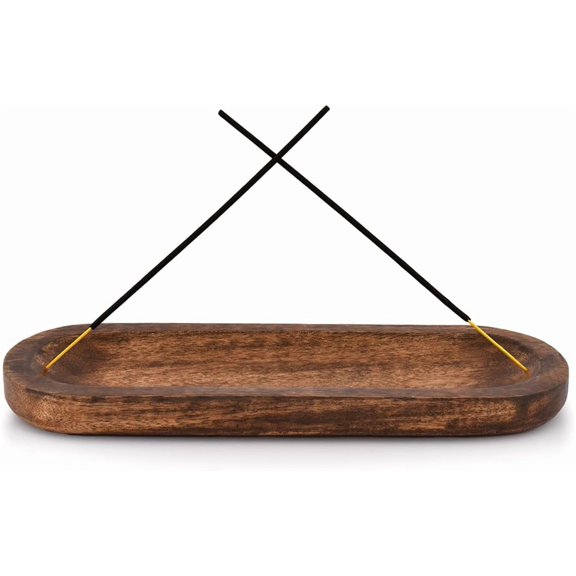 Handmade Modern Incense Burner with Ash Catcher - Wooden Stick Holder, 11x4 Inch, Home Decor for Zen, Meditation & Gift