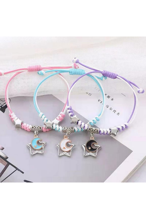 Handmade Moon Flower Couple Friendship Bracelet for Lucky Charm and Emotional Bonding
