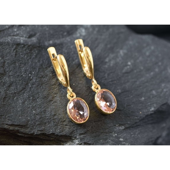 Handmade Morganite Earrings, Beautiful Morganite Earrings . Blessing Gift For Mother Wife Love, Anniversary Gift Bridal Wedding Gift For