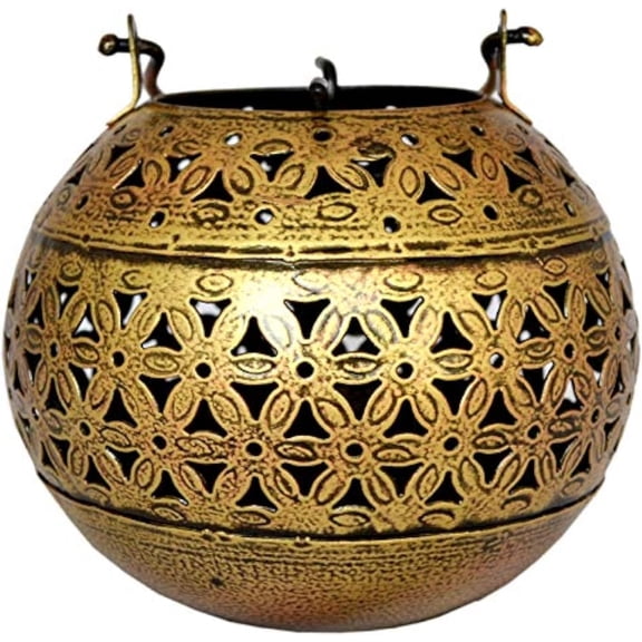 Handmade Moroccan Lanterns Hanging & Table Top Tea Light Candle Holder Round Tealight Stand for Indoor Outdoor Golden Hanging Tea Light Holder