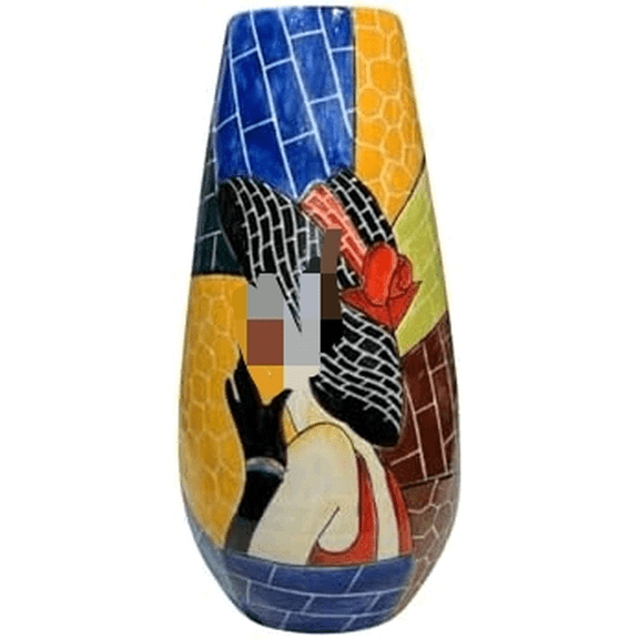 Handmade Mosaic Ceramic Vase Lady Design 36.5 cm (14.4 in) Home Dcor Mosaic Collection Bat Trang Vietnam$$Home Decor, Kitchen, & Other