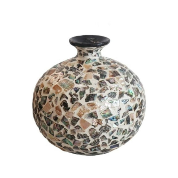 Handmade Mosaic Shell Vase - Bohemian Art Decor