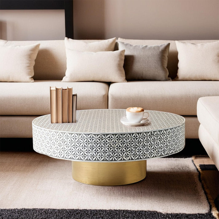 Beautiful view of Checkered Pattern Round Coffee Tables Boards