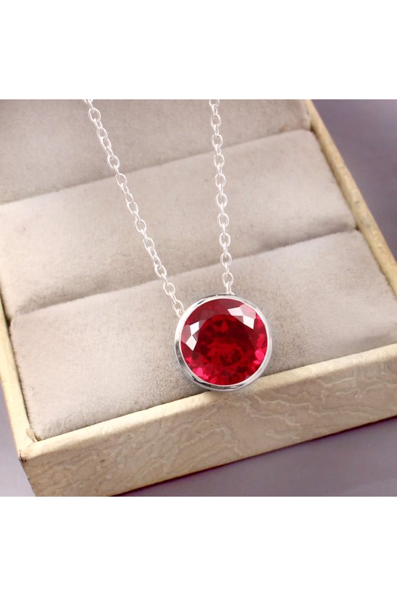 Handmade Mozambique Ruby Pendant: 925 Sterling Silver Round Charm