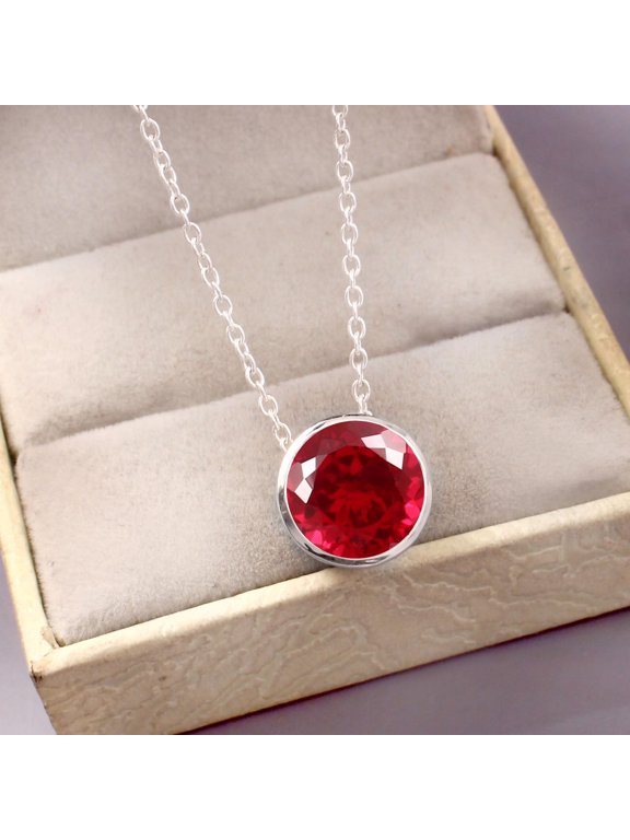 Handmade Mozambique Ruby Pendant: 925 Sterling Silver Round Charm
